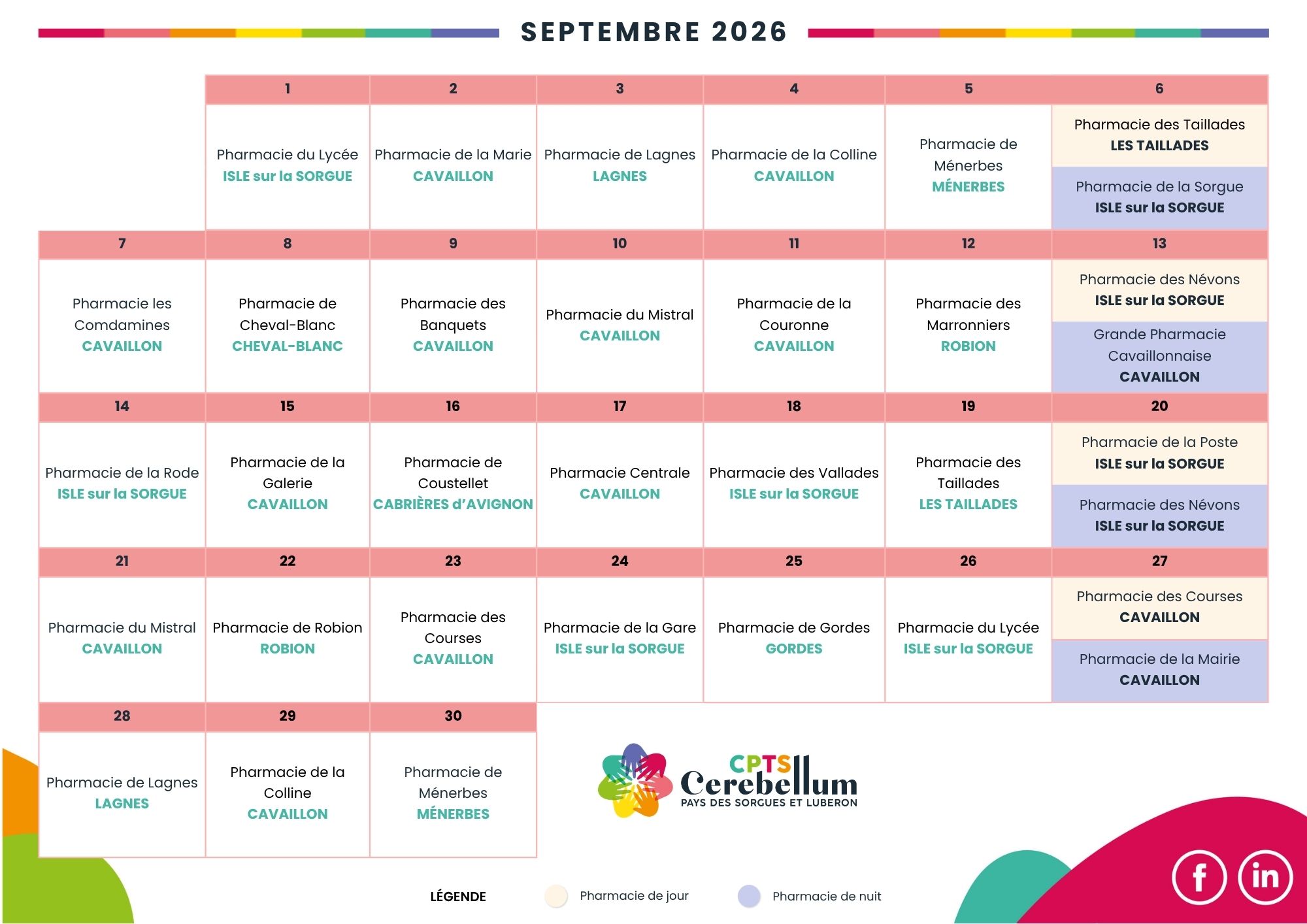 Calendriers 2026