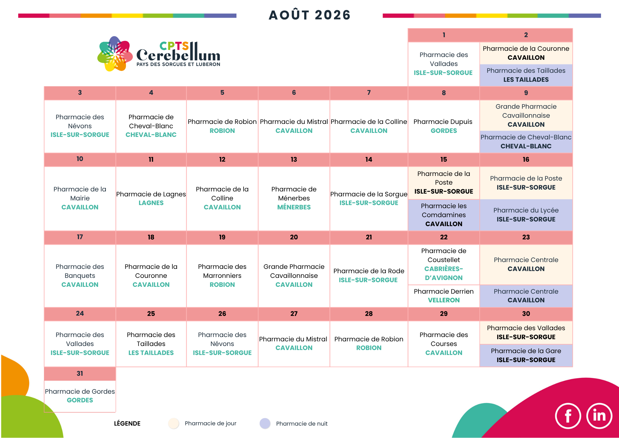 Calendriers 2026